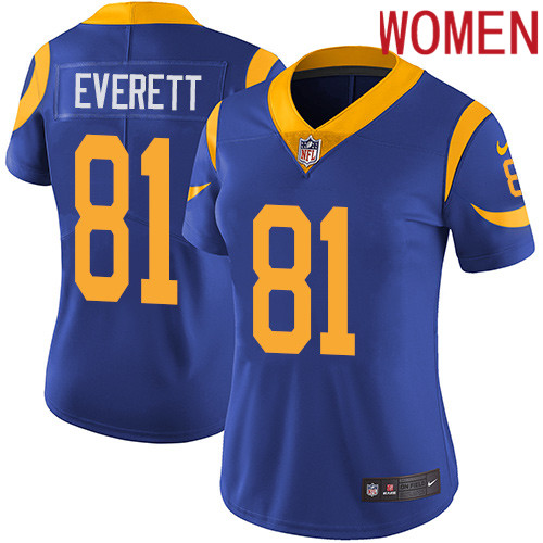 2019 Women Los Angeles Rams 81 Everett blue Nike Vapor Untouchable Limited NFL Jersey
